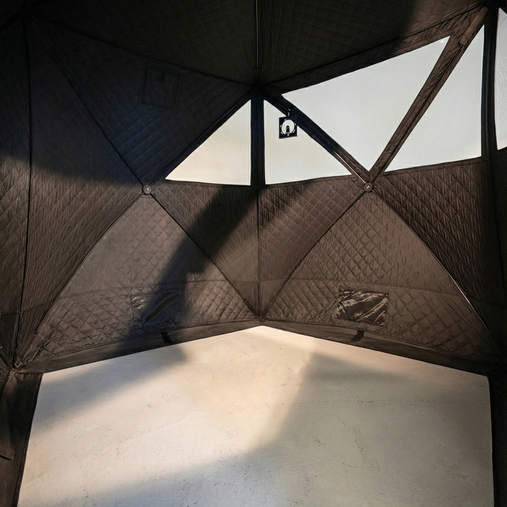 black pop up sauna tent chamber with transparent window panels 